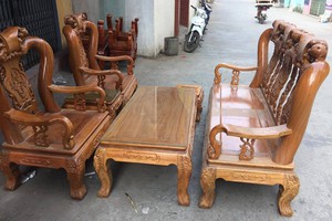 Bộ bàn ghế minh quốc đào tay 10 ( gỗ lim )