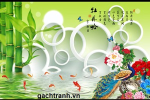 gạch tranh 3d chim công.