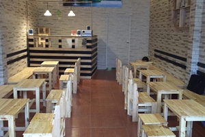 bộ bàn ghế gỗ quán trà sữa phù hợp cho cả quán ăn