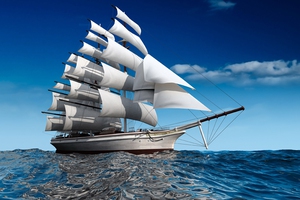 Tranh gạch men 3D thuyền buồm