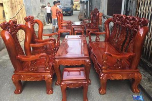 Bộ Bàn Ghế minh quốc đào Gỗ Xà Cừ Tay 12.