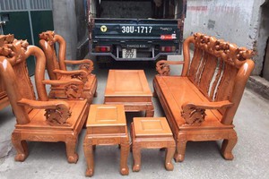 ​Bộ bàn ghế giả cổ trạm đào gỗ sồi nga.