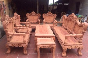 Bộ bàn ghế kiểu louis pháp gỗ h.ương đá.