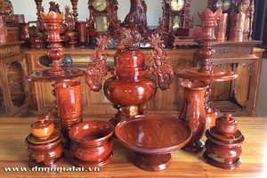 Bộ tam sự trơn, gỗ hương gia lai