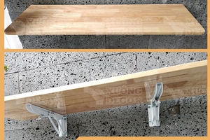 Bàn gập treo tường-Gỗ cao su sáng màu 40x100cm