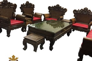 Bộ bàn ghế Hoàng Gia gỗ Mun 10 món - đồ gỗ Huệ Lan - HG10