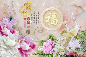 tranh 3d phòng khách; gạch tranh 3d ngọc bích.