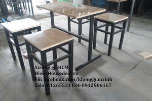 Bàn ghế cafe,khung sắt mặt gỗ