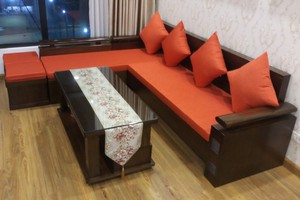 Đệm ghế gỗ Sofa L  - Tông Màu cam
