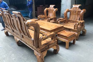 Bộ bàn ghế giả cổ tần thủy hoàng gỗ m.un da b.áo.