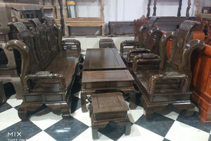 Bộ bàn ghế tần thủy hoàng gỗ m.un đuôi công.