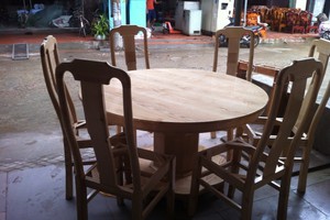 Bộ Bàn Ghế Ăn Tròn - gỗ sồi nga.