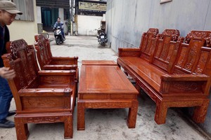 Bộ Bàn Ghế Kiểu Âu Á Hộp Như Ý Voi, Tay Đặc gỗ hư.ơng vân.