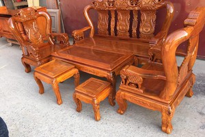 Bộ bàn ghế phòng khách trạm voi gỗ l.im.