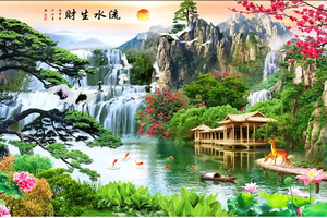 tranh gạch phong cảnh sơn thủy 3d.