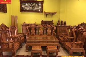 Bộ bàn ghế chạm đào 10 món tay 14 giá rẻ