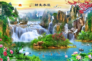 tranh gạch 3d phong cảnh đẹp tranh trí phòng khách.