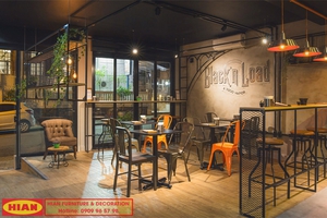Thiết kế quán cafe không gian nhỏ, cách phối màu ấn tượng