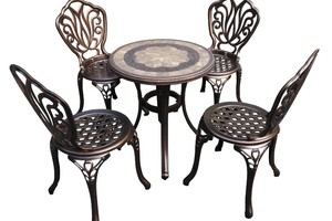 Bàn mtự đá kết hợp với ghế nhôm đúc