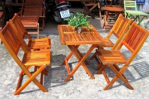 Bộ bàn ghế xếp gỗ nhỏ gọn cao cấp