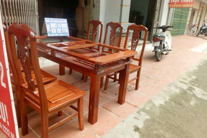 Bộ bàn ghế phòng ăn - gỗ xoan đào.