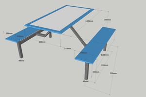 Bộ bàn liền ghế composite