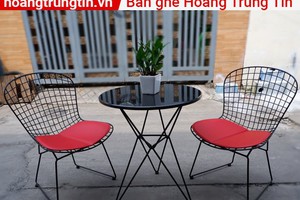 Bàn ghế cafe sân vườn - Ghế sắt dày sơn tĩnh điện.