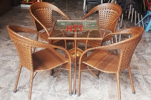 Bàn ghế cafe nhựa giả mây giả rẻ dùng cho quán Đồng Nai.