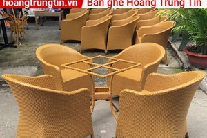 Bàn ghế cafe nhựa giả mây sân vườn cao cấp hàng Việt Nam.
