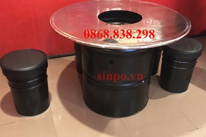 Bàn thùng phuy bếp lẩu nướng