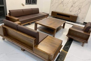 Sofa gỗ óc chó phong cách hiện đại