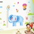 Decal dán tường thước đo chiều cao hình voi xanh to