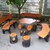 Ghế đá giả gỗ, bàn ghế cafe, sân vườn, xi măng giả gốc cây