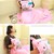 Chăn gối điều hòa 3 trong 1 hình thỏ che ô hồng