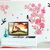 Decal Đào hồng và chim trắng đen