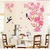 Decal Đào hồng và chim trắng đen