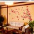 Decal Cành đào đỏ và chim đen trắng