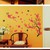 Decal Cành đào đỏ và chim đen trắng
