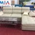 Bộ ghế sofa da góc chữ L AmiA SFD142 tay ốp gỗ độc đáo