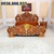 Giường ngủ cổ điển gõ đỏ dát vàng 2m x 2.2m VIP – GN0665A