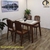Bộ Bàn Ăn Mặt Đá Ceramic 6 Ghế Tựa Nan Gỗ Tần Bì