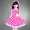 Đầm bé gái chấm bi đính hoa