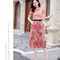 Hàng nhập Sét áo thun chân váy hoa màu hồng kèm belt