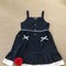 Đầm bé gái 2 dây xòe xanh đen chấm bi có túi D02 XANHDEN